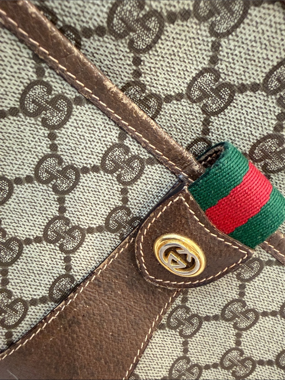 Gucci Brown GG Canvas Crossbody with Green-Red Web Detail Authentic!! Vintage - Picture 5 of 16